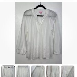 Lilly Pulitzer Eyelet Embroidery Women's Top White Medium
